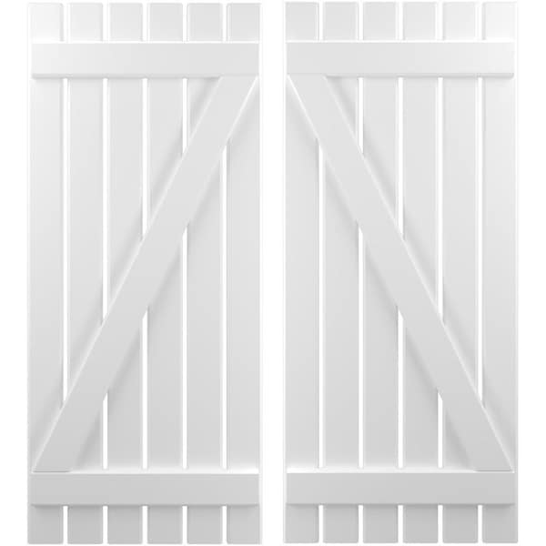 Ekena Millwork Americraft 6-Board (2 Batten) Wood Spaced Board-n-Batten Shutters w/ Z-Bar, ARW102SB623X77WHH, PR ARW102SB623X77WHH - main